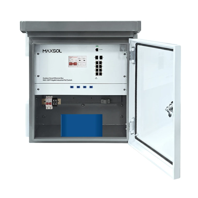8GE+2GF Managed Outdoor Industrial PoE Switch Box with 288Wh Battery