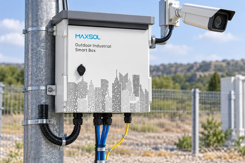 Maxsol SBOX2802SFG-I IP65 managed industrial smart Ethernet box for AC-powered outdoor PoE networks
