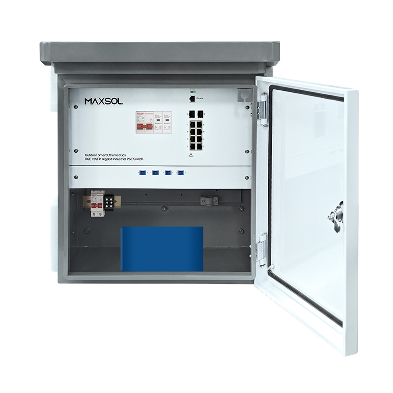 8GE+2GF Managed Outdoor Industrial PoE Switch Box with 288Wh Battery